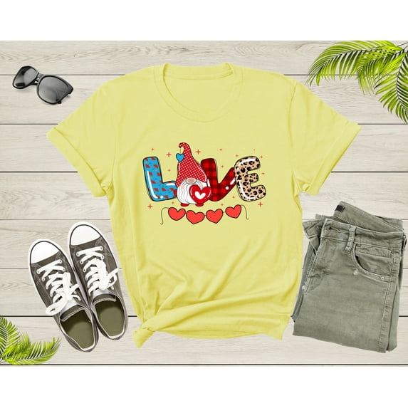 Valentine's Day Red Love Gnome Gifts for Her and Him Heart T-Shirt Cute Gnome Shirt Valentines Day Gift Love Shirt Gnome Love Heart Tshirt