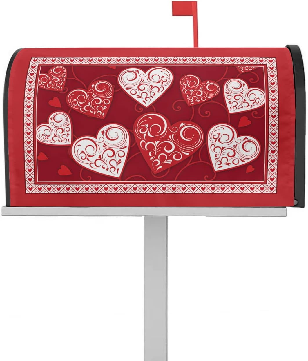 Valentine''s Day Red Love Heart Mailbox Cover Magnetic Mailbox Wraps, Valentines Hearts Mailbox Covers Standard Size 18x21 Inch Mail Wrap Post Letter Box Decoration for Outdoor Gardern Yard