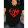 thumbnail image 1 of Valentine's Day Red Love Heart Women Short Sleeve Cotton Graphic T-Shirt, 1 of 6