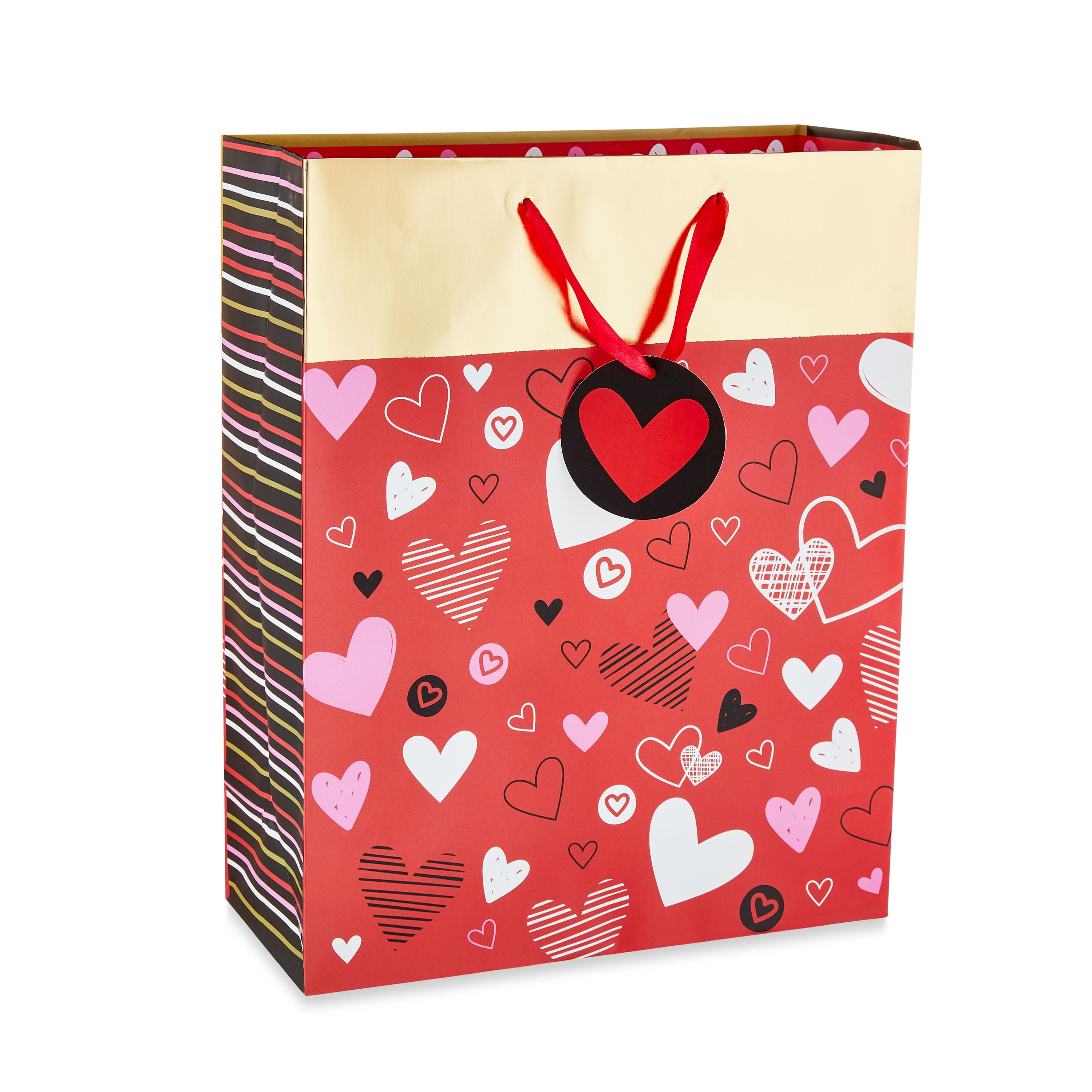 Valentine's Day Red MultiHearts Large Paper Gift Bag with Tissue Paper