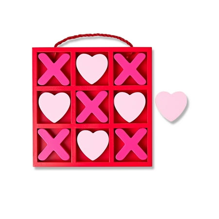 Valentine's Day Red & Pink Heart XOXO Tic Tac Toe Game Tabletop Decoration, 9.75", by Way To Celebrate