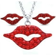 thumbnail image 1 of Valentine's Day Red Sexy Lips Necklace Pendant & Stud Post Earrings Set Charm g1, 1 of 3