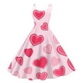 thumbnail image 1 of Valentine's Day Retro Heart Print Off-Shoulder Sleeveless Dress For Women 2026 Elegant Evening Prom Party Dress Pink S, 1 of 4