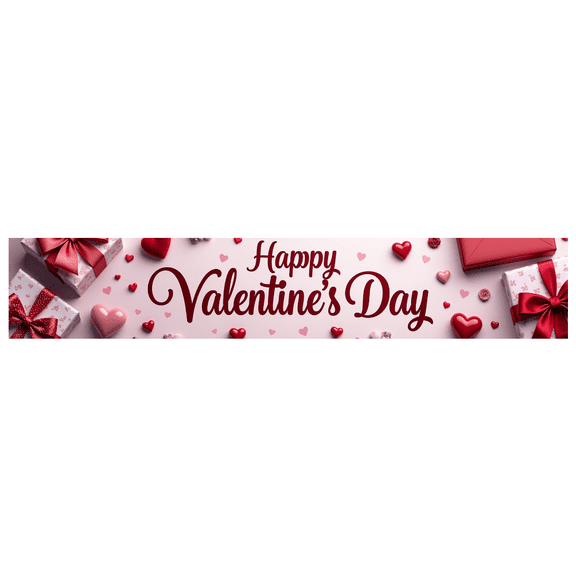 Valentine's Day Romantic Decorative Banner with Hearts Gifts Cupcakes Champagne Valentine's Day Celebration Wedding Party Supplies Photography Props Background