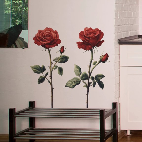 Valentine's Day Romantic Red Rose Bedroom Living Room Entrance Home Background Beautification Wall Sticker