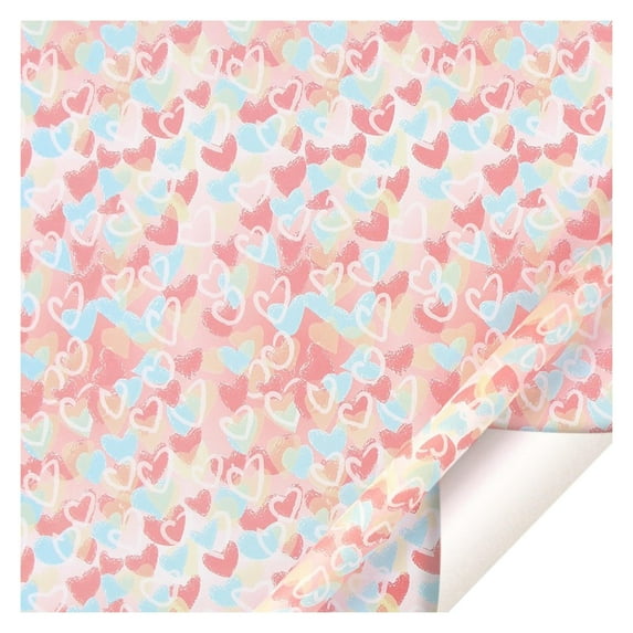 Valentine's Day Romantic Wrapping Paper Black Love And Red Hearts In Various Size On White Wrapping Paper 1 Sheet for Wedding Anniversary Birthday Holiday