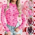 thumbnail image 1 of Valentine's Day Rompers Womens Bodysuits Sheer Shirts for Women Bow Heart Graphic Print Neck See Through Bodysuits Going Out Layering Tops(Hot Pink,L), 1 of 6