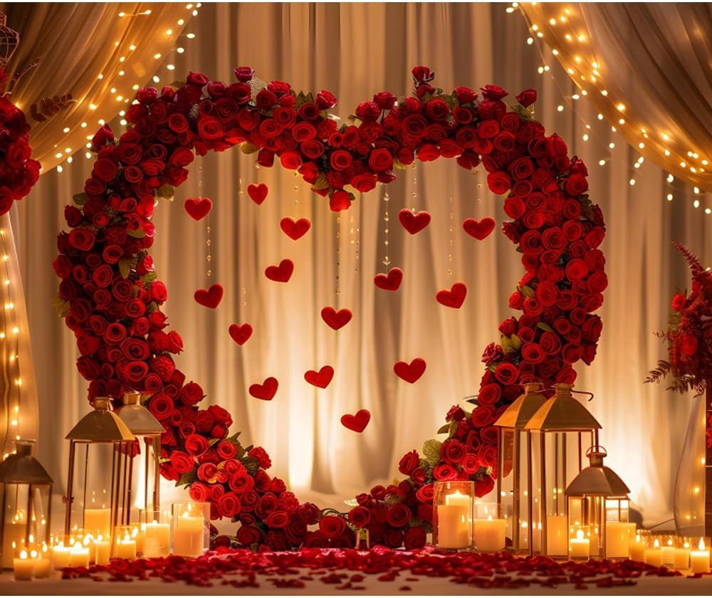 Valentine's Day Room Interior Backdrop Romantic Love Heart Rose Flowers ...