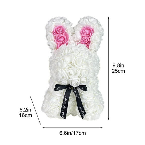 Valentine's Day Rose Bunny Cuddle Plush Gift with Realistic Everlasting Flower for Romantic Occasions and Home Decor, Personalized Gifts for Loved Ones