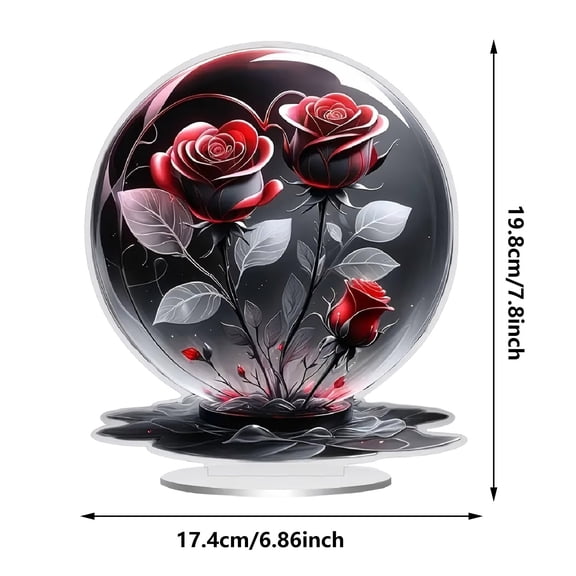 Valentine's Day Rose Decor, 2D Flat Desktop Decoration, for Wife, Girls Bedroom Living Room, Christmas, Mothersday