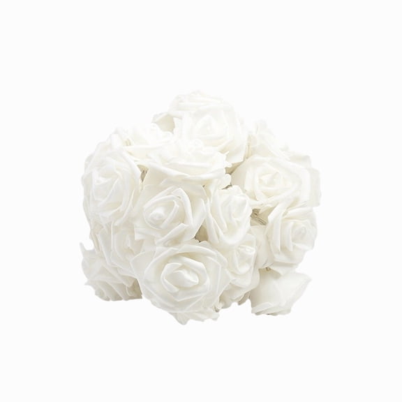 Valentine's Day Rose Flower String Light, Romantic White PVC Roses Flowers Fairy Lights for Wedding Party Home Proposal Decor