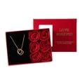 thumbnail image 1 of Valentine's Day Rose Jewelry Gift Box - 6 Pcs Pink Rose & Interlocking Pendant Necklace Set, Romantic Proposal Gift for Her, Elegant Love Forever Gift Box, 1 of 9