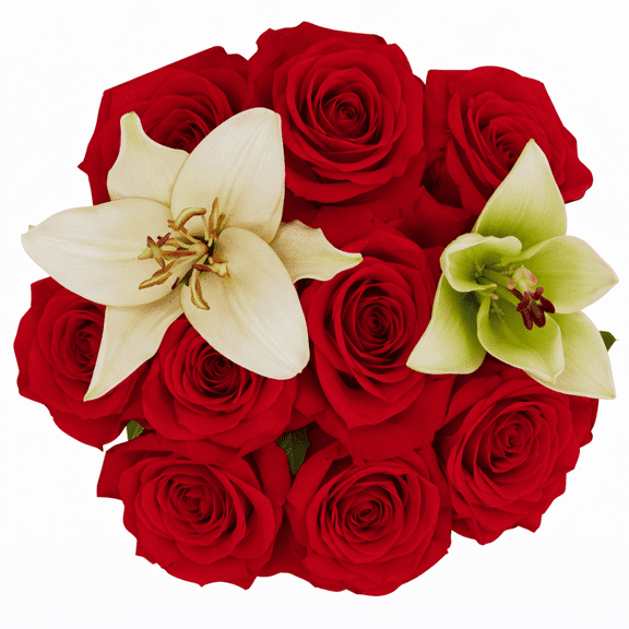 Valentine's Day Rose Lily Flower Bouquet Medium