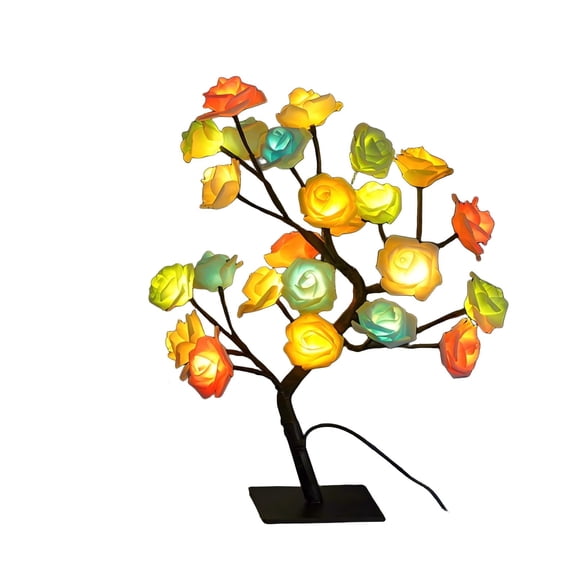 Valentine's Day Rose Tree Light, 24-Light Usb-Powered Rose Tree Decoration With Switch, Home Scene Decor For Bedroom Living Room, Colorful Flower Tree Lamp For Valentine's Day
