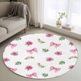 thumbnail image 1 of Valentine's Day Round Area Rug 3.3Ft Washable Circle Rugs for Dining Room Table, Spring Roses Romantic Pink Bows Leaves Non-Slip Carpet Floor Mats Indoor Outdoor Carpet Runner Aesthetic Home Decor, 1 of 8