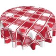 thumbnail image 1 of Valentine''s Day Round Tablecloth 60 Inch, Checkered Love Hearts Tablecloths Stain Resistance Polyester Table Cloth for Holiday Parties Kitchen Dining Indoor Outdoor, 1 of 6