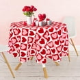 thumbnail image 1 of Valentine''s Day Round Tablecloth Red Pink Hearts Plaids Fabric Table Cloth Washable Love Heart Table Cover for Wedding Anniversary, 60 x 60 Inch, 1 of 7