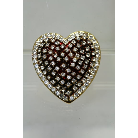 Valentines Day Ruby Red Rhinestone Heart Brooch Pin, Valentine's Day Jewelry Gift For Her, Fashion Jewelry