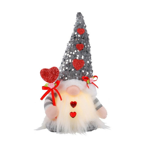 Valentine's Day Rudolf Faceless Doll, Fabric Plush Gnome with Heart, Romantic Home Decoration, Holiday Gift for Family, Desk, Shelf, Living Room Decor