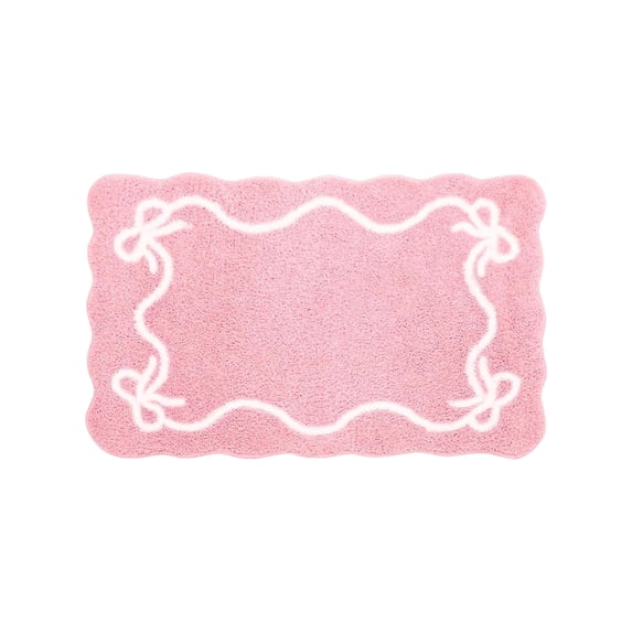 Valentine's Day Rug with Romantic Bow Design, Soft Plush Safe Non-Slip Backing, Versatile Bedroom, Living Room, and Entrance Decor Rug for Festive Home Enhancement