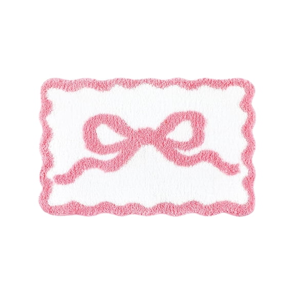 Valentine's Day Rug with Romantic Bow Design, Soft Plush Safe Non-Slip Backing, Versatile Bedroom, Living Room, and Entrance Decor Rug for Festive Home Enhancement