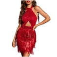 thumbnail image 1 of TAGOLD Womens Evening Dress,Summer Dress for Womens,Fashion Women Casual Round-Neck Solid Slim Sequin Dress Long Sleeved Dress, 1 of 4