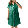 thumbnail image 1 of TAGOLD Womens Evening Dress,Summer Dress for Womens,New Women's Solid Color Simulated Silk Shirt Nightwear Loose And Sexy V-neck Short Sleeve Pajamas Home Clothing, 1 of 3