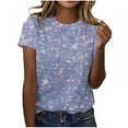 thumbnail image 1 of Valentine's Day Savings Clearance 2024! TAGOLD Summer Tops for Womens, Women's Casual Sparkling Crystal Printed Round Neck Short Sleeved Top, 1 of 4