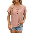 thumbnail image 1 of Valentine's Day Savings Clearance 2024! TAGOLD Summer Tops for Womens, Women's V- Neck Hollow Out Recreational Short Sleeve Tops Blouse, 1 of 4