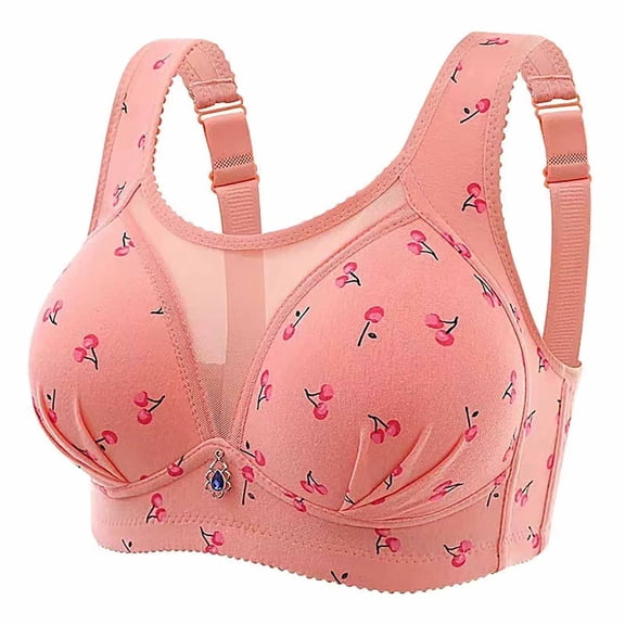 Valentine's Day TAGOLD Womens Plus Size Bra,Woman's Embroidered Glossy Comfortable Breathable Bra Underwear No Rims