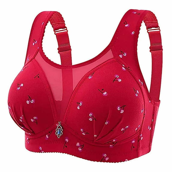 Summer Savings Clearance 2025! TAGOLD Womens Plus Size Bra Clearance,Summer Casual Bras for Womens,Woman's Embroidered Glossy Comfortable Breathable Bra Underwear No Rims