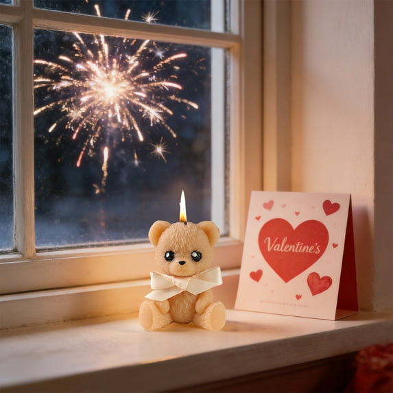 Valentine's Day Scented Bear Candle - Fragrant Decorative Ornament, Great for Romantic Gifts & Living Room Tabletop Accents