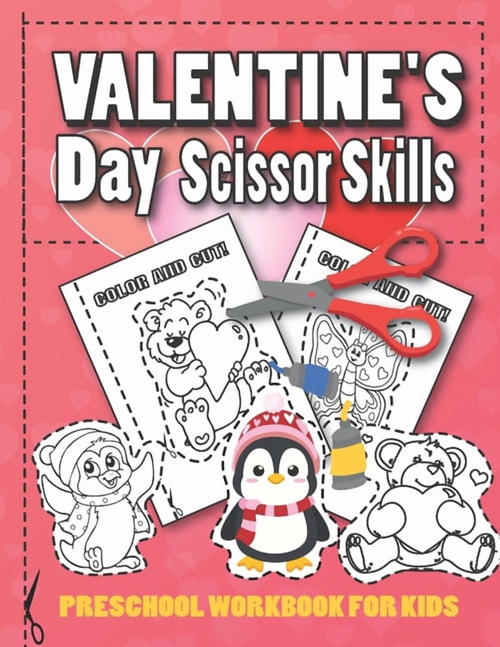 Valentine's Day Scissor Skills Preschool Workbook