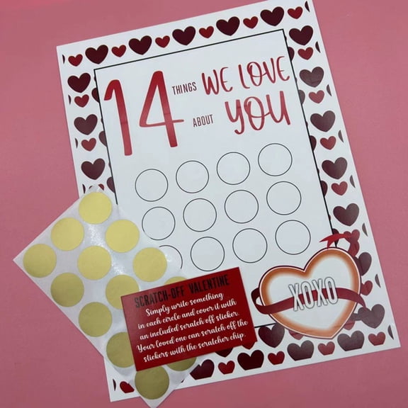 Valentine's Day Scratch Off Mystery Gift Card, 14 Choices of Romantic Dates for Couples, DIY Custom Love Coupon Book, Anniversary Gift for Him Her, Boyfriend Girlfriend