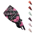 thumbnail image 1 of Valentine's Day Scrub Cap, Heart Print Adjustable Bouffant Hat, Tie Back Working Head Cover for Long Hair Dark Purple, 1 of 6