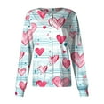 thumbnail image 1 of Valentine's Day Scrub Jacket for Women Snap Front Long Sleeve Nursing Uniform Cute Love Heart Graphic Workwear Jacket with Pockets 2026 Light Blue 4XL, 1 of 4