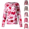 thumbnail image 1 of Valentine's Day Scrub Jacket for Women Funny Love Heart Printed Snap Front Long Sleeve Nursing Uniform Workwear Jacket with Pockets Pink 2XL, 1 of 5