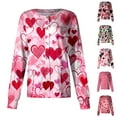 thumbnail image 1 of Valentine's Day Scrub Jacket for Women Funny Love Heart Printed Snap Front Long Sleeve Nursing Uniform Workwear Jacket with Pockets 2026 Red XL, 1 of 5