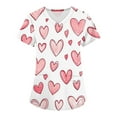 thumbnail image 1 of Valentine's Day Scrub Tops Women Love Heart Printed V Neck Breathable T-Shirts Short Sleeve Professionals Soft Stretch Workwear Shirt with Pockets white 5X-Large, 1 of 4
