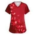 thumbnail image 1 of Valentine's Day Scrub Tops for Women Cute Heart Print Short Sleeve Nurse Working Uniforms Valentine's Day Soft Stretchy Holiday Scrub T Shirts, 1 of 5