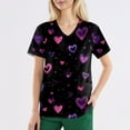 thumbnail image 1 of Valentine's Day Scrub Tops for Women V Neck Cute Heart Printed Scrub Tops Valentine's Day Scrub Tops Split Hem Working Uniforms with Pockets, 1 of 4