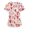 thumbnail image 1 of Valentine's Day Scrubs for Women Love Heart Printed V-Neck Breathable Scrub Tops Short Sleeve Professionals Soft Stretch T-Shirts with Pockets  X-Large, 1 of 4