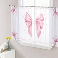 thumbnail image 1 of Valentine's Day Sheer Curtains 45 Inch Length 2 Panels Set Window Treatments, Pink Bowknot Ribbon Modern Minimalist Art Rod Pocket Semi Curtains for Living Room/Bedroom/Kitchen Décor, 104"W x 45"L, 1 of 7