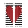 thumbnail image 1 of Valentine's Day Sheer Curtains 63 Inch Length 2 Panels Set for Living Room/Bedroom, Red Love Heart Black Striped Farmhouse Kitchen Curtains Grommet Semi-Sheer Curtains Window Treatments 42"x63"x2, 1 of 7