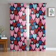 thumbnail image 1 of Valentine's Day Sheer Curtains 63 Inch Length 2 Panels Set, Semi Transparent Voile Rod Pocket Curtains for Living Dining Room Bedroom Drapes Pink Blue Red Dots Striped Love Black, 1 of 8
