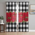 thumbnail image 1 of Valentine's Day Sheer Curtains 72 Inch Length 2 Panels Set Window Treatments, Red Roses Floral Leaves Buffalo Plaid Rod Pocket Semi Curtains for Living Room/Bedroom/Kitchen Décor, 104"W x 72"L, 1 of 7