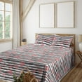 thumbnail image 1 of Ambesonne Valentine's Day Fitted & Flat Sheet with Shams 4 Pcs Set, Grunge Line Hearts, Full, Dark Coral Coral Dimgray, 1 of 5