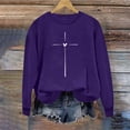 thumbnail image 1 of Valentine's Day Shirt For Womens Classic Love Heart Print Graphic Round Neck Tees Long Sleeved Loose Fit Casual Comforts Sweatshirt Tops Purple M, 1 of 4