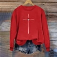 thumbnail image 1 of Valentine's Day Shirt For Womens Classic Love Heart Print Graphic Round Neck Tees Long Sleeved Loose Fit Casual Comforts Sweatshirt Tops Red XL, 1 of 4