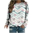 thumbnail image 1 of Valentine's Day Shirt for Women Love Heart Print Long Sleeve Tops Casual Loose Crewneck Sweatshirt Graphic Gift Blouses, 1 of 5